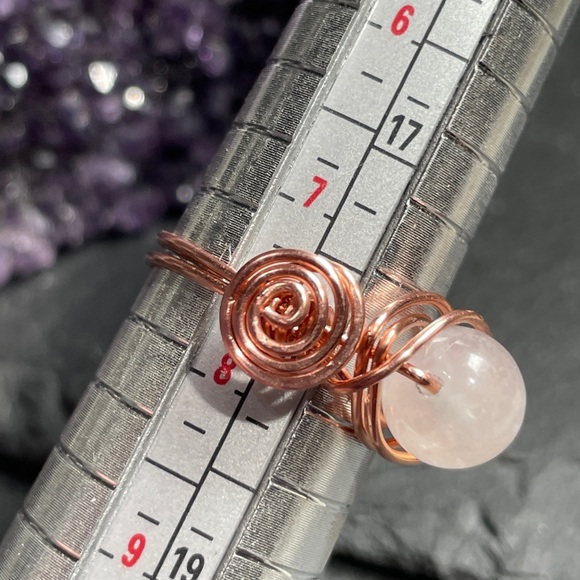 Natural Moonstone Bare Copper Wrapped Ring - Picture 14 of 14